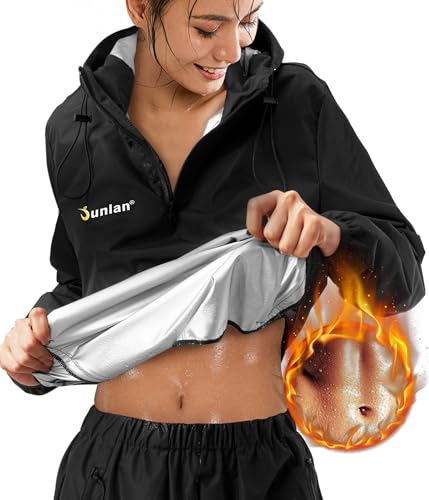 Sauna Suit for Women - Black Sweat Jacket Gym Workout Vest - Large