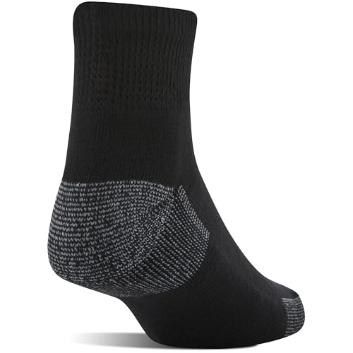 Women's Quarter Cushioned Non-Binding Socks 4-Pack - Black/Grey, Shoe Size 10-13