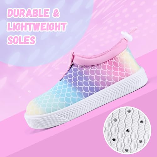 WateLves Toddler Water Shoes 12 Little Kid Fishscales Quick Dry Aqua Sneakers for Beach & Play
