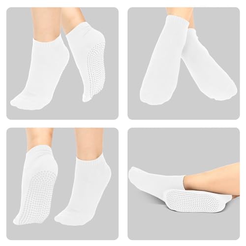 Non-Slip Grip Socks for Men & Women - 5 Pairs - White