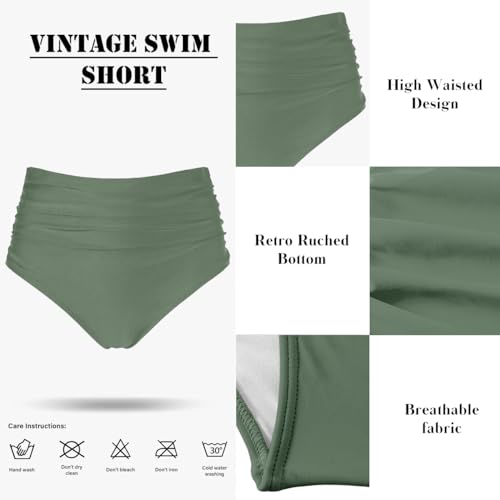 Women's Olive High Waisted Bikini Set with Tummy Control - Medium