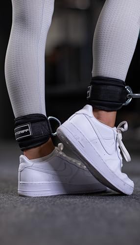 Ankle Straps V3 for Cable Machine - Gym Workout Equipment - Black/White
