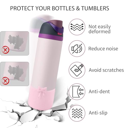 Silicone Protective Boot for 32oz Water Bottles - Bow Design, Red
