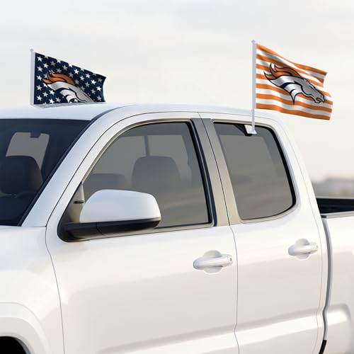 NFL Team Car Flags - Denver Broncos Americana Design, 2 Pack