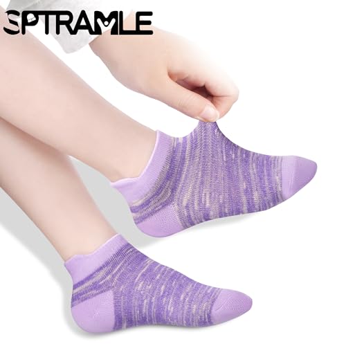 12 Pairs Girls Socks with Tab, Athletic Socks for Ages 1-14 | SPTRAMLE, 10-14 Years, Multicolor #2