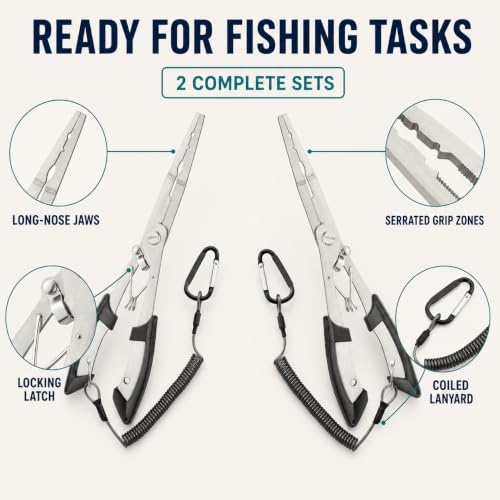 Stainless Steel Fishing Pliers Set - 2 Sizes for Freshwater & Saltwater