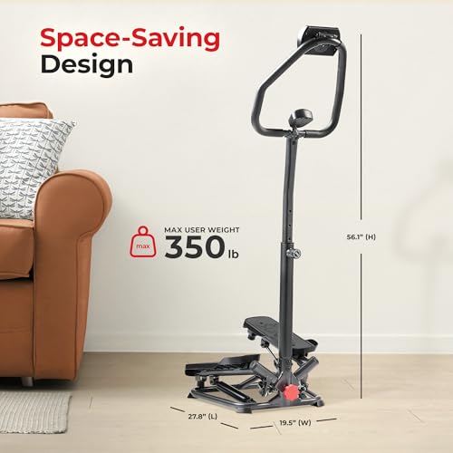 Smart Twist Stair Stepper with Adjustable Handlebar - Black
