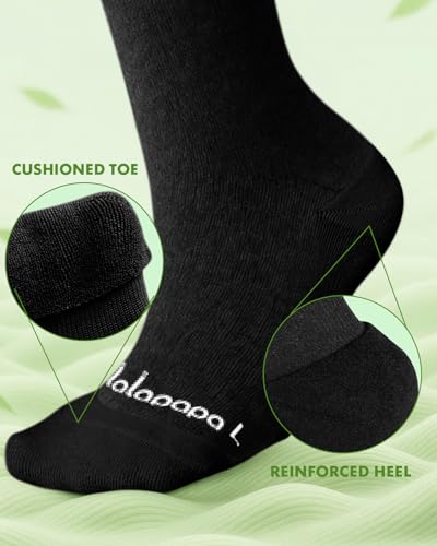 Lalapapa Bamboo Viscose Compression Socks for Women Men – Black, Small-Medium