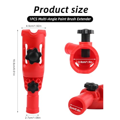 1 Pcs Multi-Angle Paint Brush Extender Tool,High Ceiling Paint Edger Tool,Adjustable Extension Pole Attachment Holder for Paint Brush,Roller, Scraper,Secure Handle Grip,Fits Walls, Trim & Corner