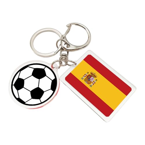 2026 World Cup Soccer Keychain - Spain Flag Souvenir - 2 Pack