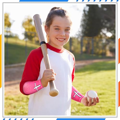 Shyyween Small Faith Cross Youth Arm Sleeves - 6 Pairs Compression Baseball Sleeves