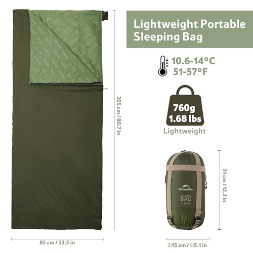 Naturehike PFAS-Free Green Lightweight Compact Sleeping Bag - Ultralight Waterproof Camping Gear for Cold & Warm Weather