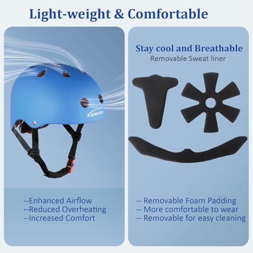 Kids Adjustable Helmet - Multi-Sport Safety for Ages 2-14 - Blue, Small