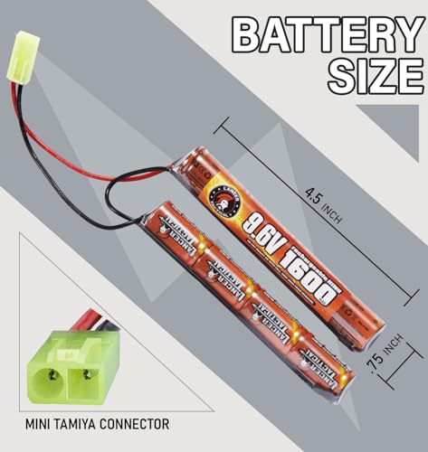 9.6V 1600mAh NiMH Airsoft Battery Pack with Smart Charger - 2 Pack