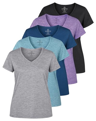 Women's Moisture-Wicking Short Sleeve V-Neck Workout T-Shirt - Plus Size Available