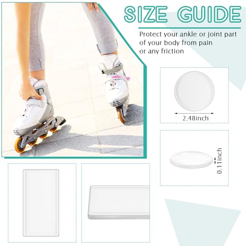 Sotiff 4 Pcs Ankle Gel Pads for Skates and Hockey - Rectangular & Round