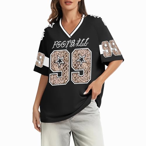 Y2K Oversized Football Jersey Shirt for Women - Large Black