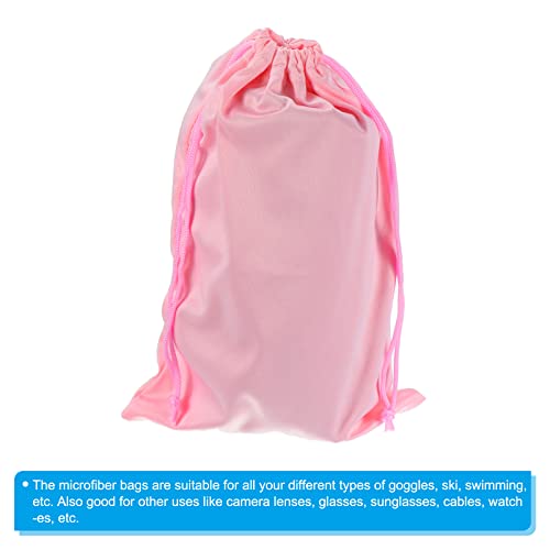 Ski Goggle Bag - Microfiber Storage Sleeve with Drawstring - Pink
