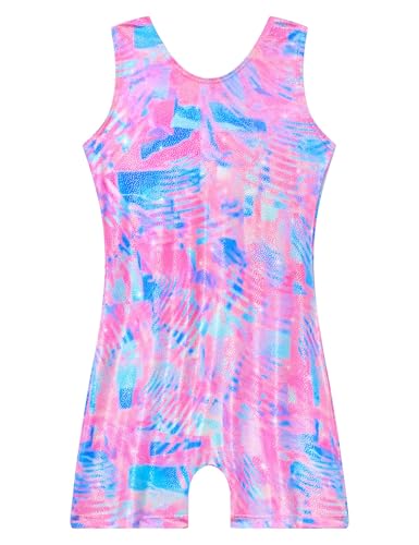 Gymnastics Leotard for Girls - 4-Way Stretch Racerback, 3-4T Pink Blue