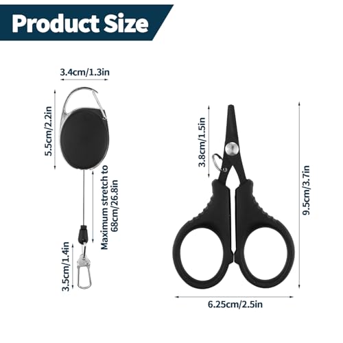 Fishing Scissors with Retractable Buckles - 2 PCS Stainless Steel Cutter