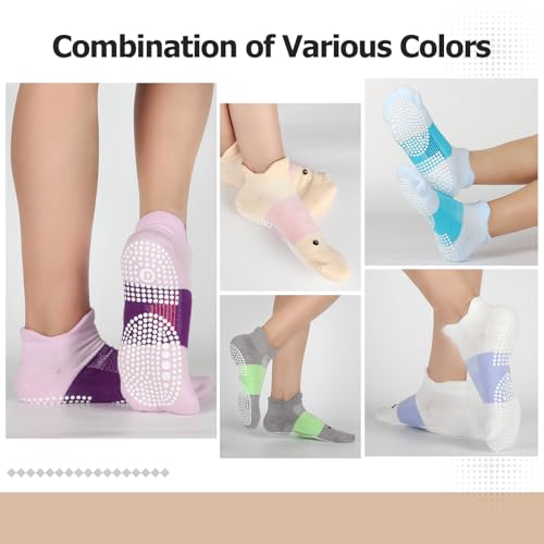 Non-Slip Pilates Socks with Grips for Yoga & Fitness - Multi01