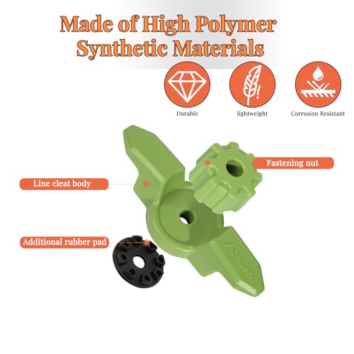 Kayak Track Mount Cleat - Durable Line Cleat for Kayak Rail, Green