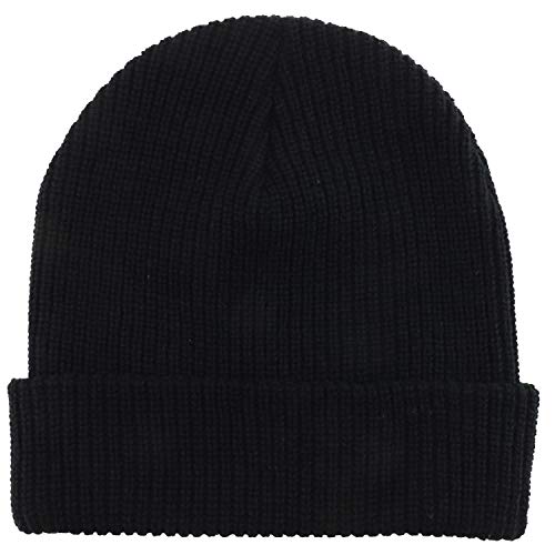 XX-Large Black Oversized Ribbed Knit Beanie Hat - Warm & Stretchable