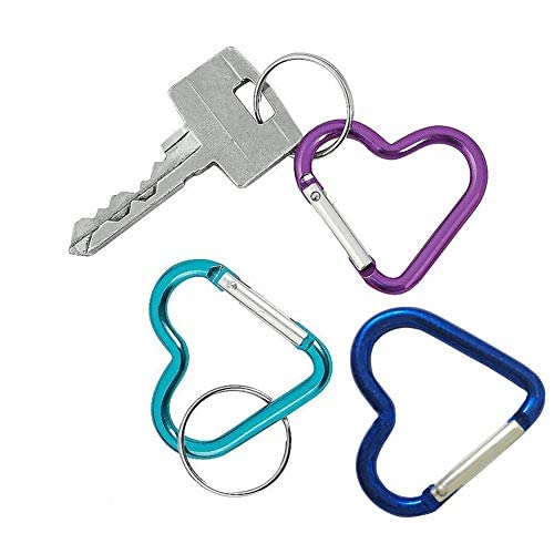 Heart Shaped Carabiner Clips - 5 Pack Assorted Colors