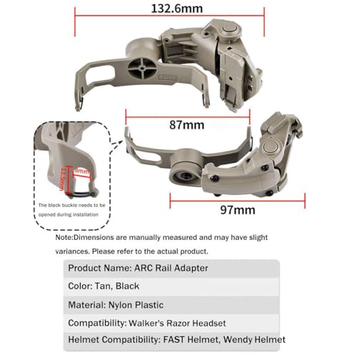 Okyass Tan ARC Rail Adapter for Tactical Helmets, Compatible with Walker's Razor & Digital Earmuffs