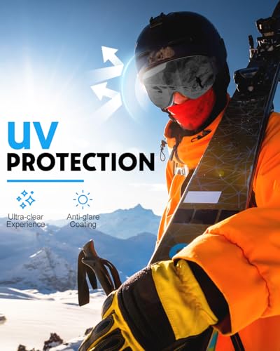 Snowalva Ski & Snowboard Goggles Black & Clear One Size with Detachable UV400 Anti-Fog Lenses