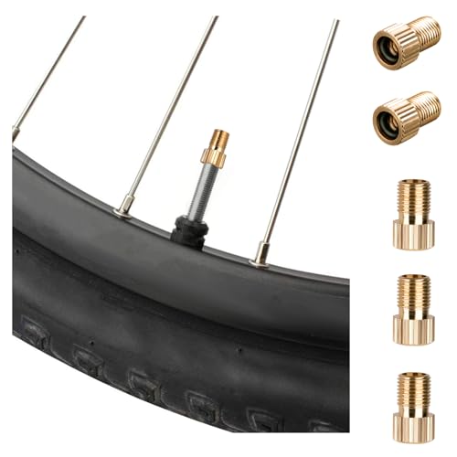 5-Piece Brass Presta to Schrader Valve Adapter Set - Leak-Proof Bike Pump