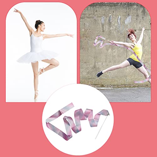 2-Piece Dance Ribbon Wand Set with Non-Slip Handle - Red & White
