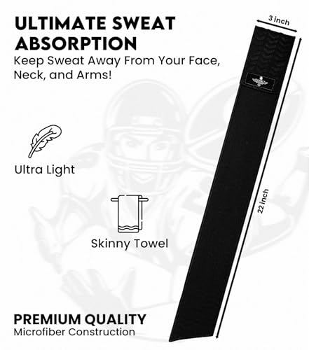 Football Towel with Hook & Loop - Ultra Light, Highly Absorbent - Black