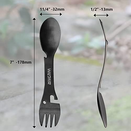 5-in-1 Stainless Steel Spork Camping Utensil - Black