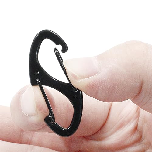 20 Pack Metal Snap Hooks - 1.6" Black Spring Clips for Camping