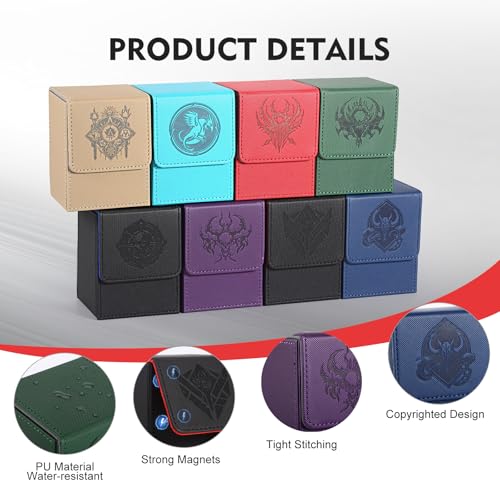 Premium PU Leather Trading Card Storage Box - Holds 100+ Cards