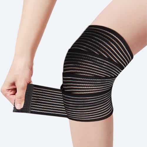 Athletic Wrap Elastic Bandage for Knee Pain Relief - Black