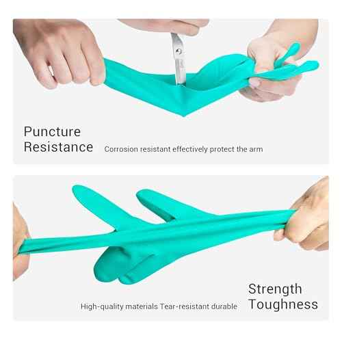 ThxToms 10 Pairs Nitrile Chemical Resistant Gloves, 15mil,13", Reusable Latex Rubber Free Heavy Duty Gloves, Acid Alkali Oil Protection, Industrial Use and Household Cleaning, Non-Slip, Large