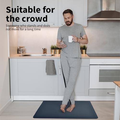 Art3d Anti-Fatigue Cushioned Kitchen Mat 28 x 17.3 Inch, Majolica Blue, 0.5 Inch Thick