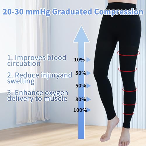 Bewzilove X-Large Black Footless Medical Compression Leggings 20-30mmHg