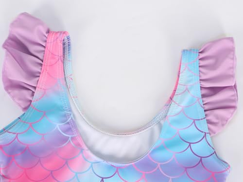 One Piece Princess Swimsuit for Girls - Ruffle Swim Dress, 7-8 Years