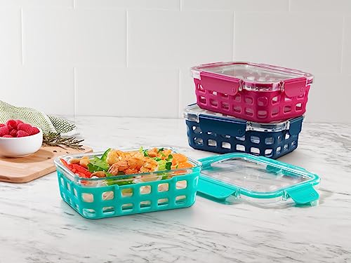 Ello Duraglass 3.4 Cup Glass Meal Prep Containers, 3-Pack, Mixed Berry