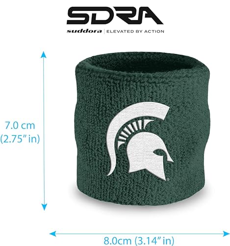 College Athletic Wrist Sweatbands Pair - Moisture-Wicking Cotton for Basketball, Tennis, Football