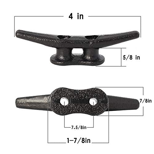 VEITHI 4 inch Dock Cleats, 6 Pack Black with Hardware, Marine Boat Tie Down Cleats