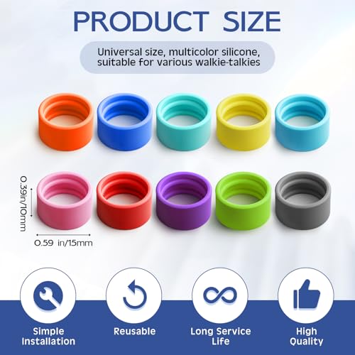 10 Pcs Colorful Antenna Rubber Rings for Two Way Radios