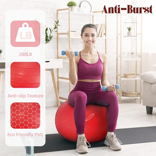 Fitvids Anti-Burst and Slip Resistant Exercise Ball Yoga Fitness