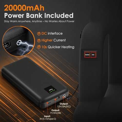Heated Stadium Seats for Bleachers with Power Bank - Black 2pc, 23"