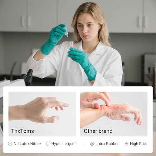 ThxToms 10 Pairs Nitrile Chemical Resistant Gloves, 15mil,13", Reusable Latex Rubber Free Heavy Duty Gloves, Acid Alkali Oil Protection, Industrial Use and Household Cleaning, Non-Slip, Large