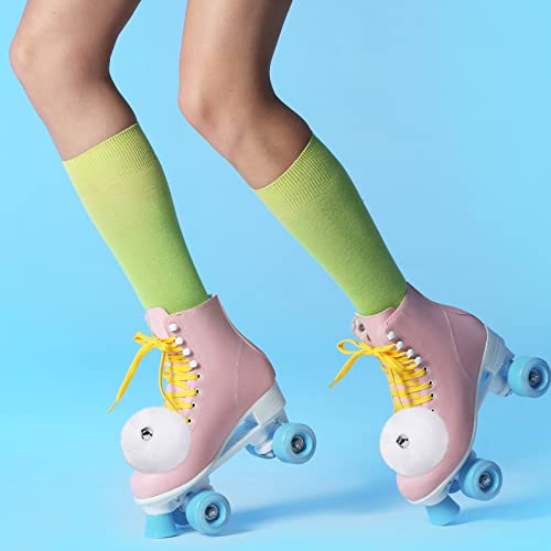 Roller Skate Pom Poms with Bells - 8 cm White Fluffy Balls