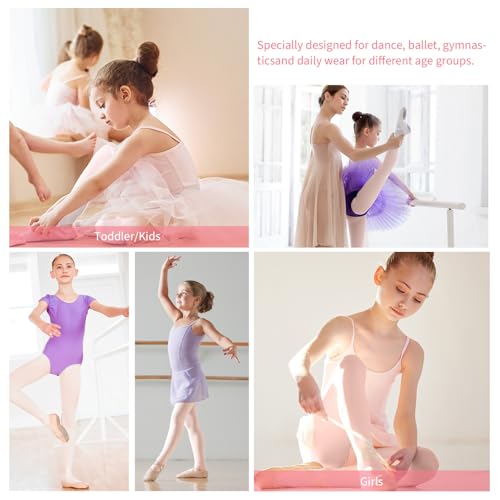 Girls' Ballet Dance Tights - 2 Pairs Convertible Pantyhose - Pink, 6-8 Years